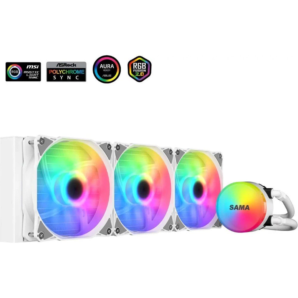 SAMA-SL360-360mm-RGB-PWM-FDB-Fans-Liquid-Cooler-White-Price-in-Pakistan SAMA Sl360 RGB Liquid CPU Cooler 360mm - White - Image 1