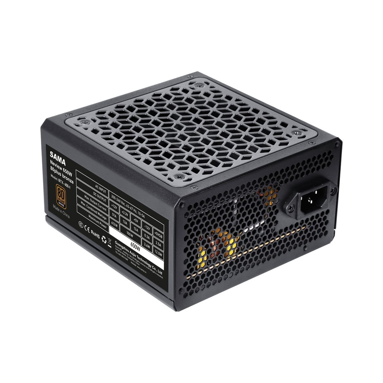 sama-neview-650w-80plus-bronze-btx-650-1 SAMA Neview 650W 80 PLUS Bronze PowerSupply - Black - Image 1